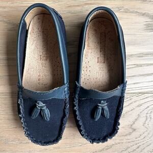 Bobble Kids Suede Tassel Moccasin Loafers Navy Blue 26